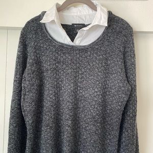 AB Studio Heather Charcoal Gray V-Neck Sweater